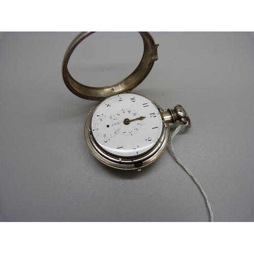 1163 - A silver cased pocket watch, Josiah Edey, Kettering, a/f