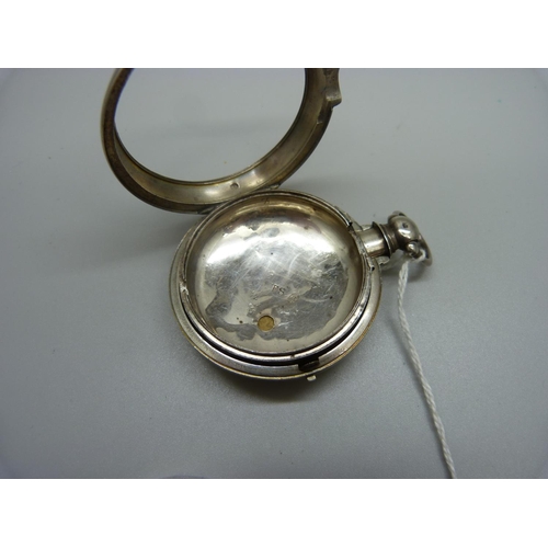 1163 - A silver cased pocket watch, Josiah Edey, Kettering, a/f