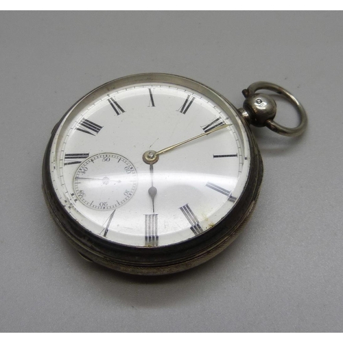 1165 - A silver fusee pocket watch