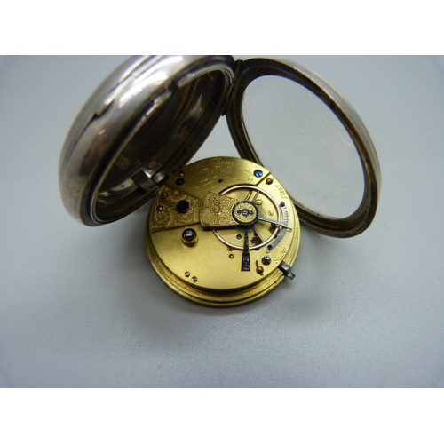 1165 - A silver fusee pocket watch