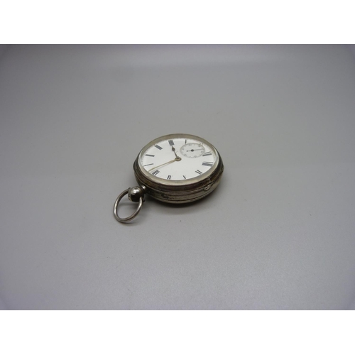 1166 - A silver fusee pocket watch