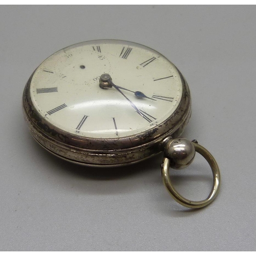 1169 - A silver fusee pocket watch