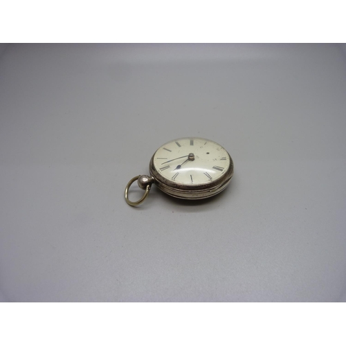 1169 - A silver fusee pocket watch