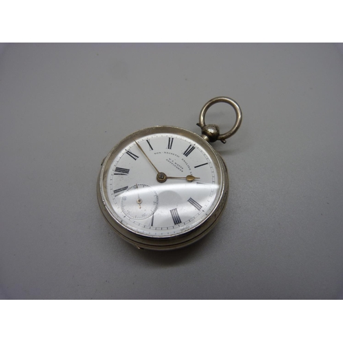 1171 - A silver lever pocket watch, Watts, Nottingham