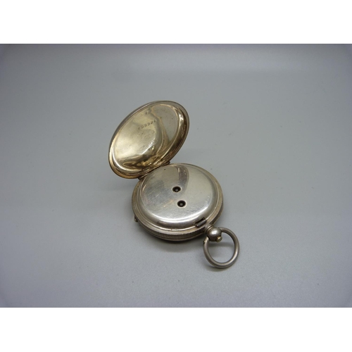 1172 - A silver Greenwich Lever pocket watch, Watts, Nottingham