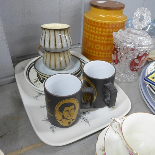 1193 - A collection of china including Denby and Hornsea, a blue glass fish bowl, etc. **PLEASE NOTE THIS L... 