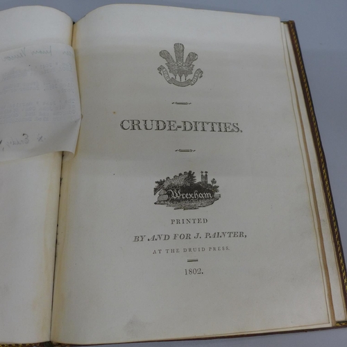 618 - Crude Ditties, printed by and for J Painter, Wrexham at Druid Press, 1802