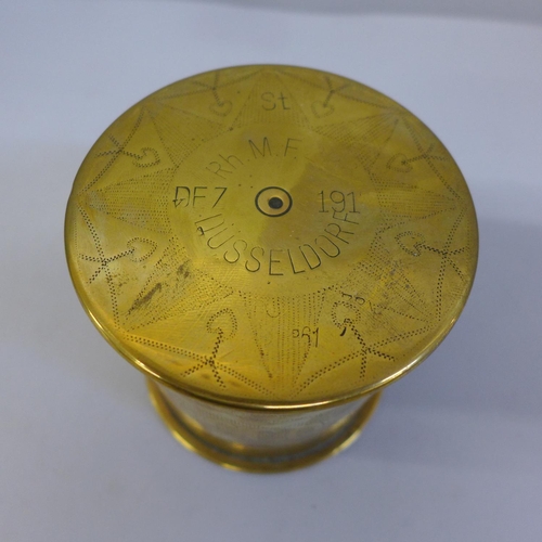 648 - Trench art - A WWI shell lidded pot