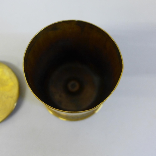 648 - Trench art - A WWI shell lidded pot