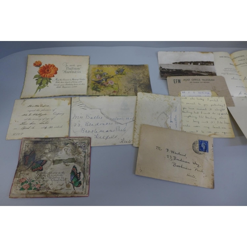 658 - A collection of WWI period correspondence including love letters, etc.