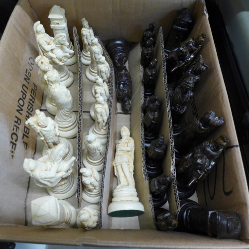 668 - A chess set of Roman figures, Kings 14cms