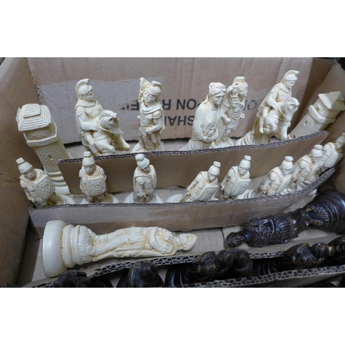 668 - A chess set of Roman figures, Kings 14cms