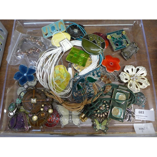 683 - Over thirty enamel costume pendants and necklaces