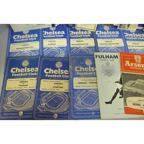 694 - Football memorabilia; Chelsea home and away programmes 1949 to 1969, (33 no.)