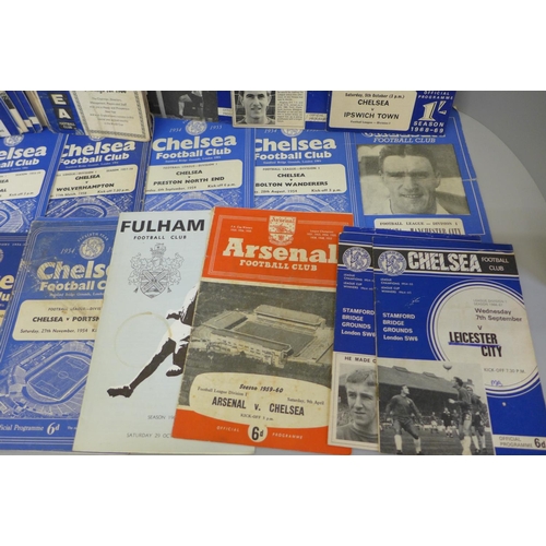 694 - Football memorabilia; Chelsea home and away programmes 1949 to 1969, (33 no.)