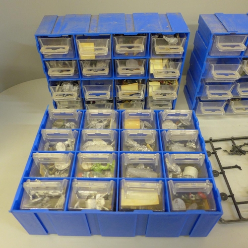 708 - Three cases of metal and plastic Warhammer and gaming figures