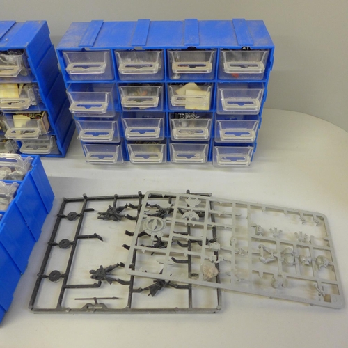 708 - Three cases of metal and plastic Warhammer and gaming figures