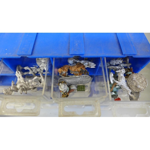 708 - Three cases of metal and plastic Warhammer and gaming figures