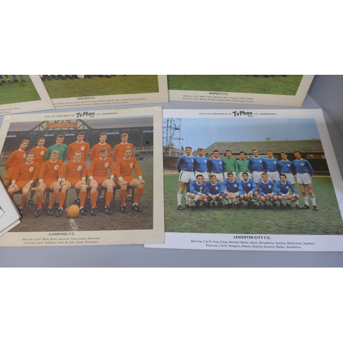 713 - Typhoo premium trade issue cards; Famous Football Clubs, 2nd Series, 1965, eleven cards including Ch... 