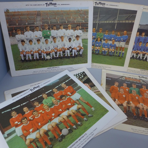 713 - Typhoo premium trade issue cards; Famous Football Clubs, 2nd Series, 1965, eleven cards including Ch... 