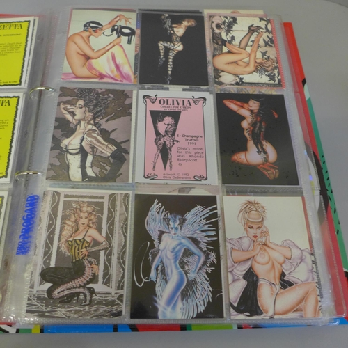 714 - Modern glamour trade cards in sleeves and folder, over 450 cards issued between 1991 and 1993