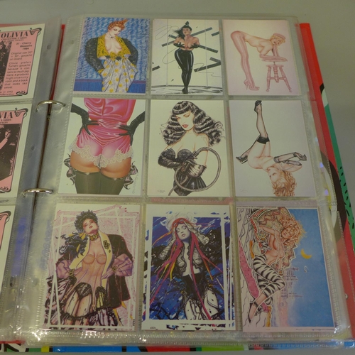 714 - Modern glamour trade cards in sleeves and folder, over 450 cards issued between 1991 and 1993