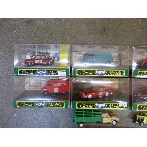 748 - A collection of boxed Corgi classic model vehicles and other playworn model vehicles