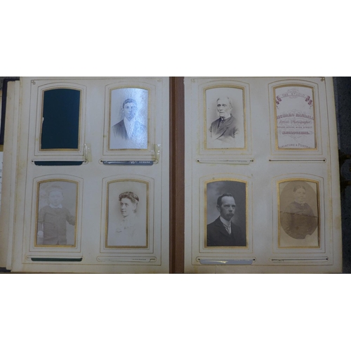 780 - Four Victorian photograph albums containing carte de visites and cabinet cards