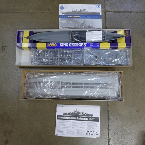 793 - Two 1/350 scale model ship kits, one Tamiya