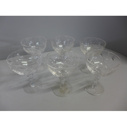 801 - A Stuart Crystal bowl, boxed and a set of six Stuart drinking glasses