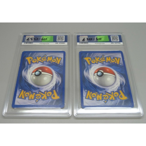 855 - 2 Graded PG Graded Pokemon cards; 2000 Rocket Dark Blastoise and 2000 Rocket Dark Alakazam Holo