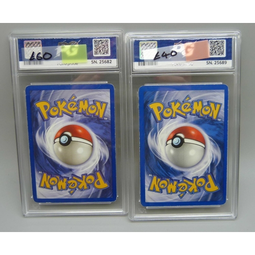 858 - Two Graded 1999-2000 Pokemon cards; PG Graded 5 2000 Rocket Dark Charizard and PG Graded 8 1999 Foss... 