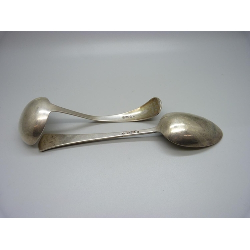 898 - A Dutch silver dessert spoon and Dutch silver ladle, 131.6gms