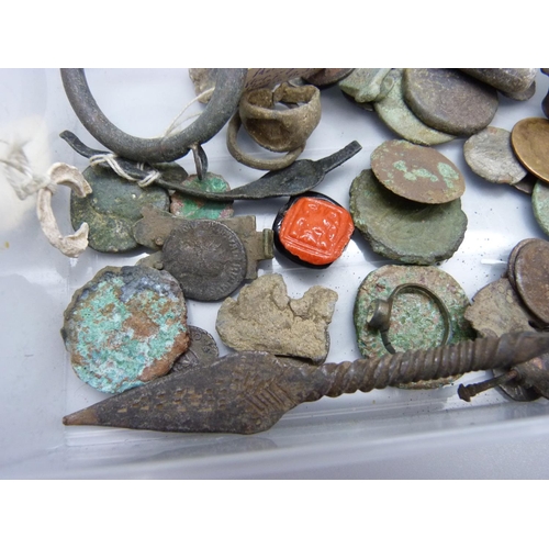 916 - Assorted metal detector findings, coins, etc.