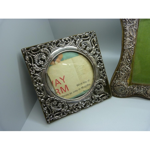 920 - Three silver photograph frames, two pierced frames a/f, largest 17cm x 22cm