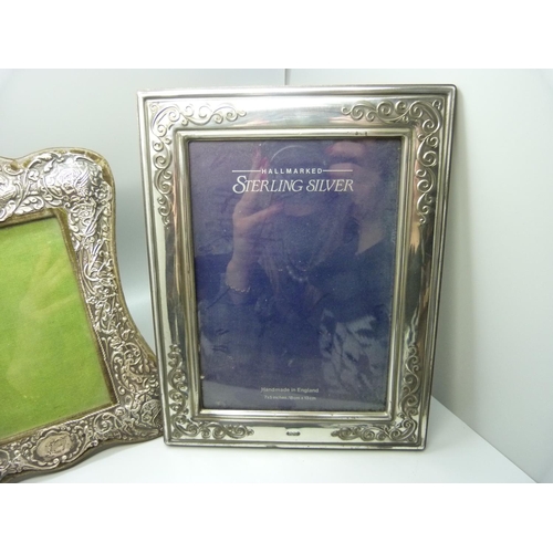 920 - Three silver photograph frames, two pierced frames a/f, largest 17cm x 22cm