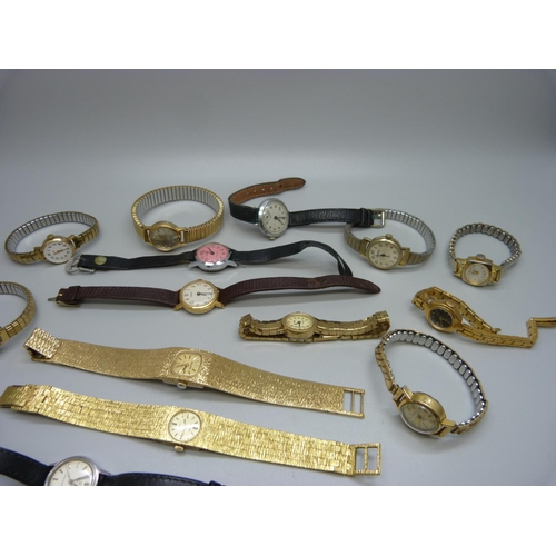 927 - A collection of lady's wristwatches including Omega and Cyma