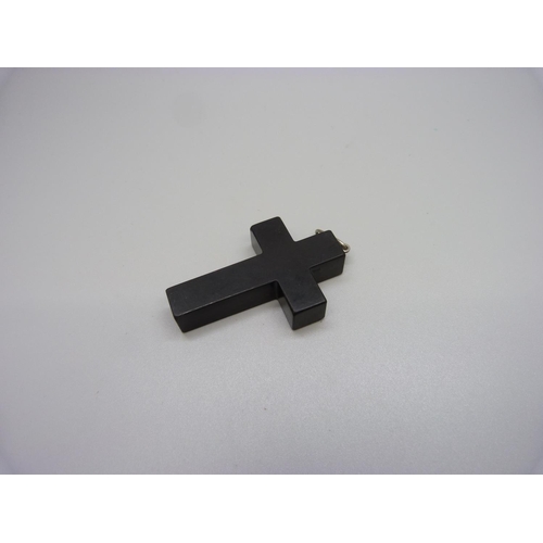 976 - A pietra dura cross pendant, 38mm wide, one small chip