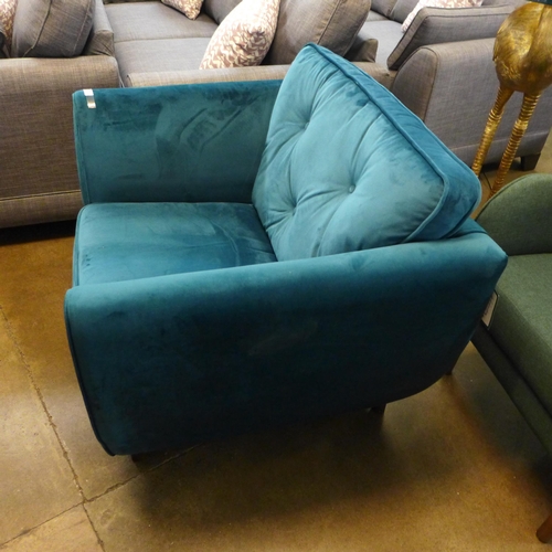 1304 - A Hoxton turquoise velvet armchair