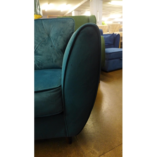 1304 - A Hoxton turquoise velvet armchair