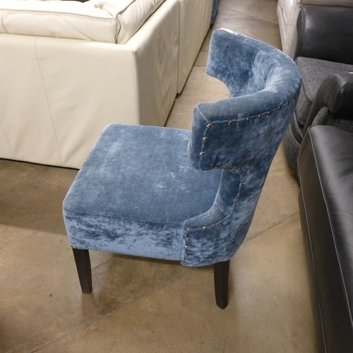 1408 - A blue crushed velvet button back side chair