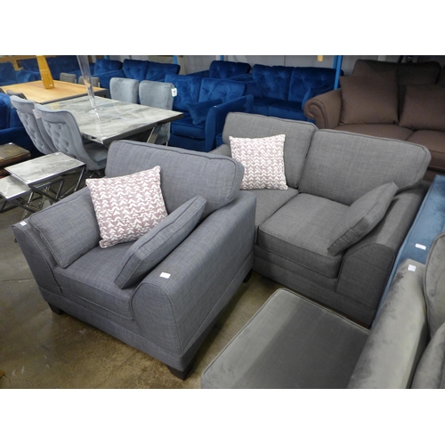 1412 - A grey upholstered two seater sofa and armchair