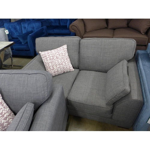 1412 - A grey upholstered two seater sofa and armchair