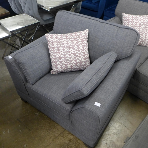 1412 - A grey upholstered two seater sofa and armchair