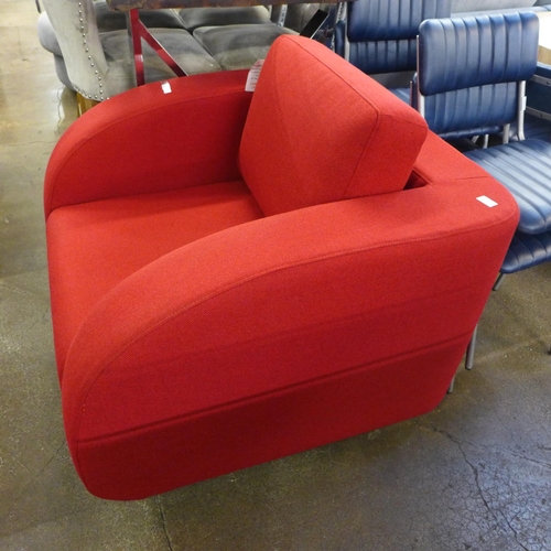 1413 - A red upholstered armchair