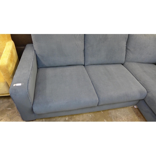 1423 - A blue jumbo cord 'L' shaped sofa