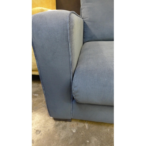 1423 - A blue jumbo cord 'L' shaped sofa