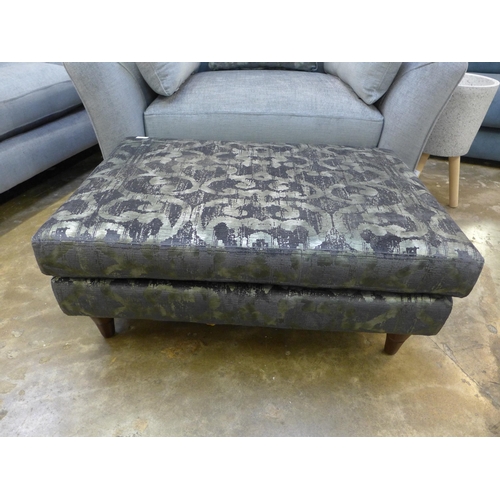 1425 - A pewter upholstered 'L' shaped sofa, love seat and contrasting footstool