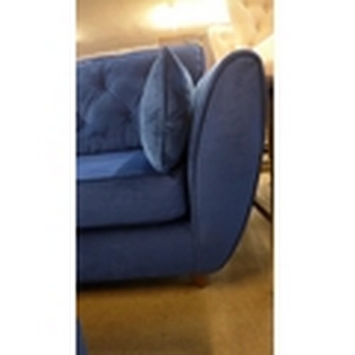 1308 - A Hoxton blue velvet three seater sofa