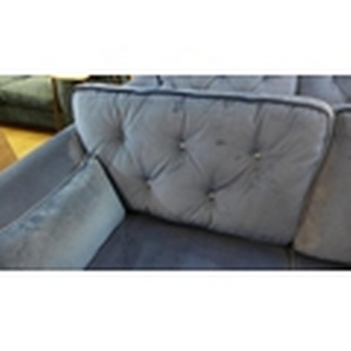 1308 - A Hoxton blue velvet three seater sofa